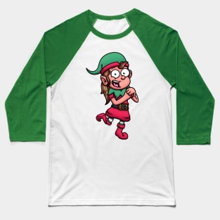 Cute Christmas Elf Girl Baseball T-Shirt